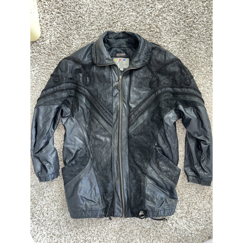 Vintage Wilsons Leather Moto Jacket 80s Paisley Rope Western Womens M Thinsulate